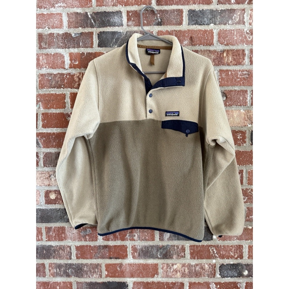 Mint Patagonia Re-Tool Snap-T Fleece  Sweater Beige Navy Men's XS Jacket